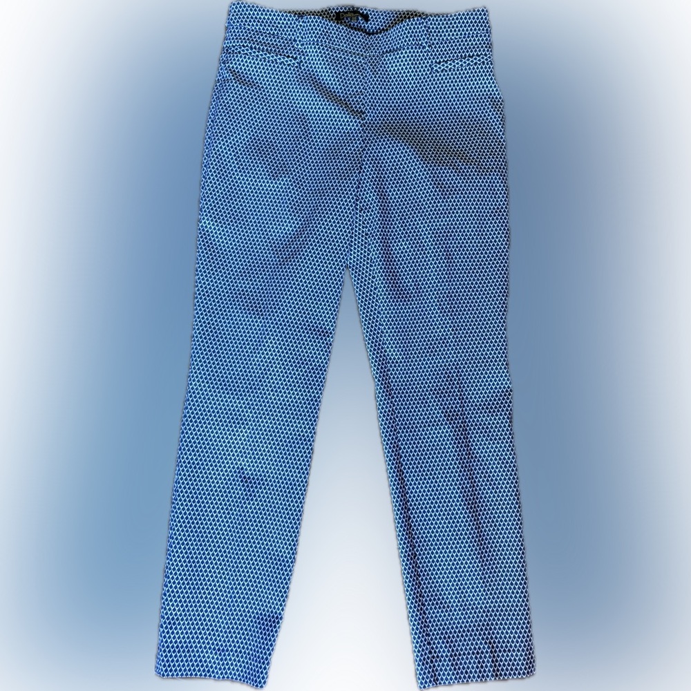 Dalia Geometric Navy Blue and White Stretch Pull On Pants Size 10